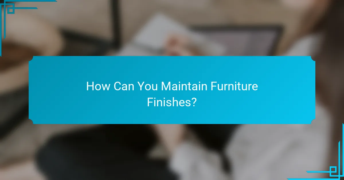 How Can You Maintain Furniture Finishes?