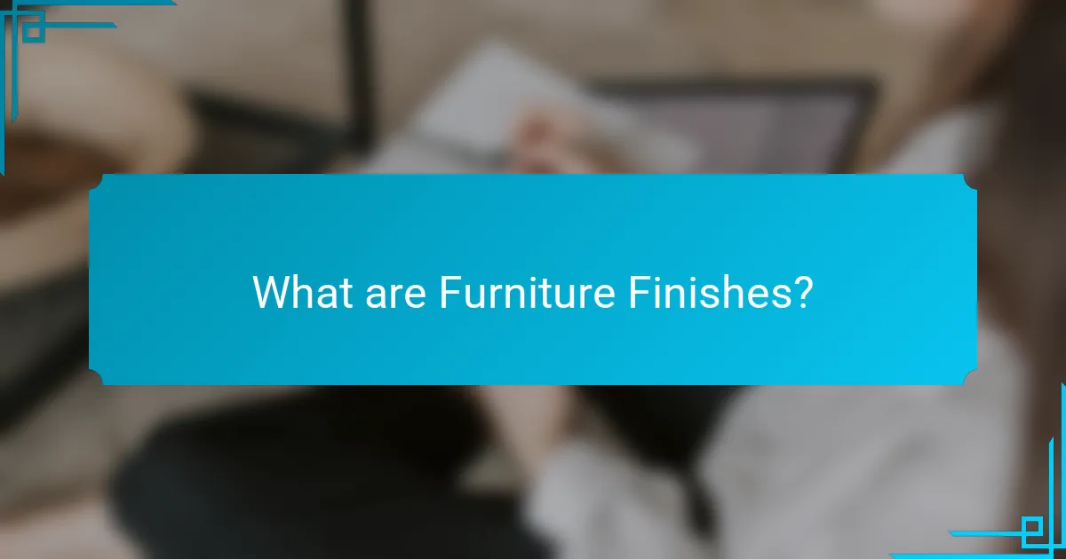What are Furniture Finishes?