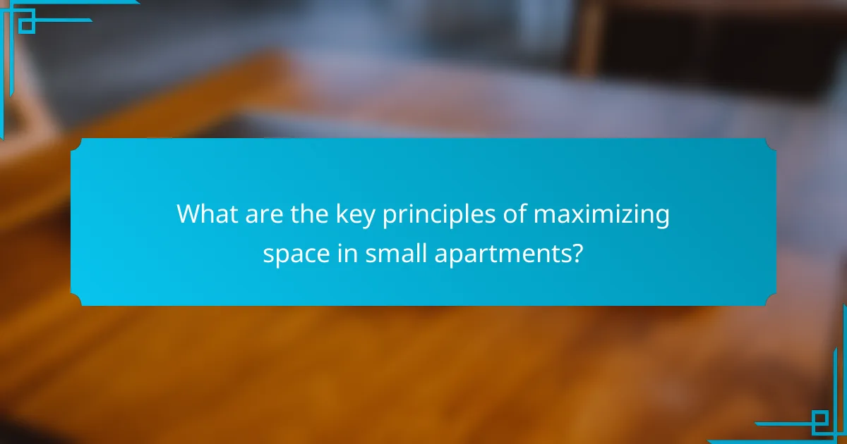 What are the key principles of maximizing space in small apartments?