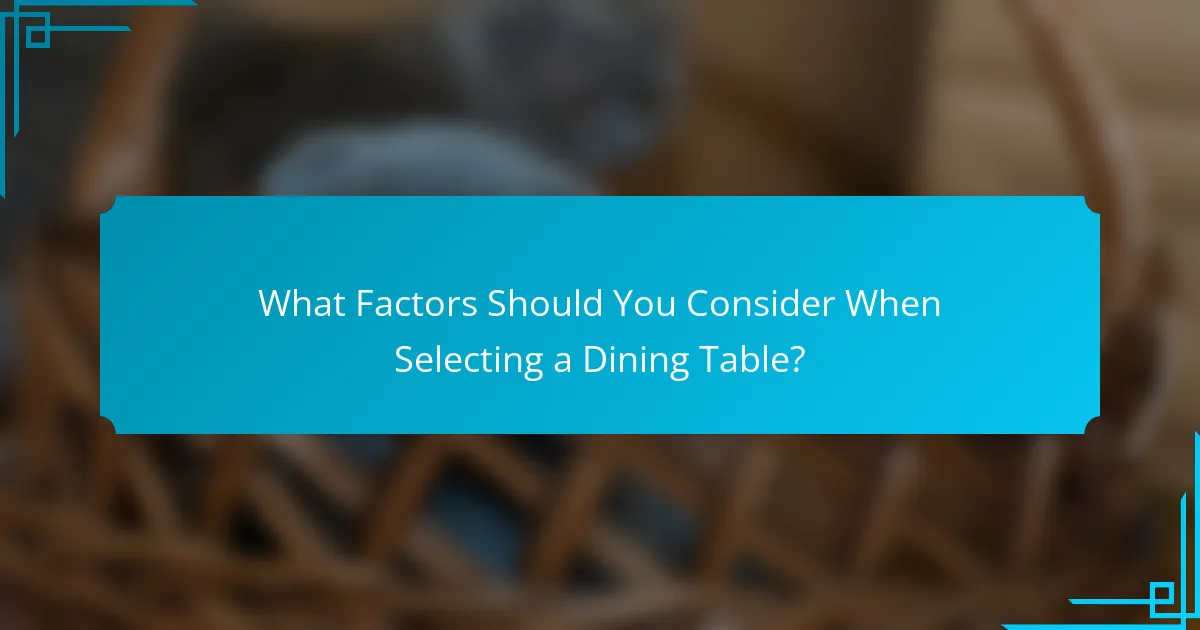 What Factors Should You Consider When Selecting a Dining Table?